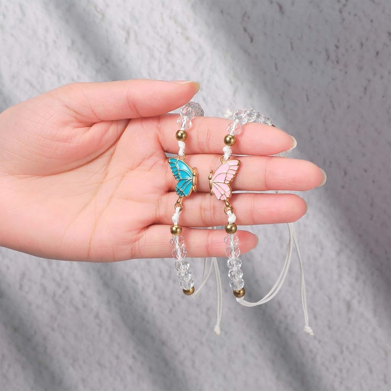 simarro 2pcs Matching Bracelets, Butterfly Friendship Bracelets Adjustable Strand Best Friends Bracelet, Handmade Charm Couples Jewelry Gifts for Women Couples Friend - Image 2